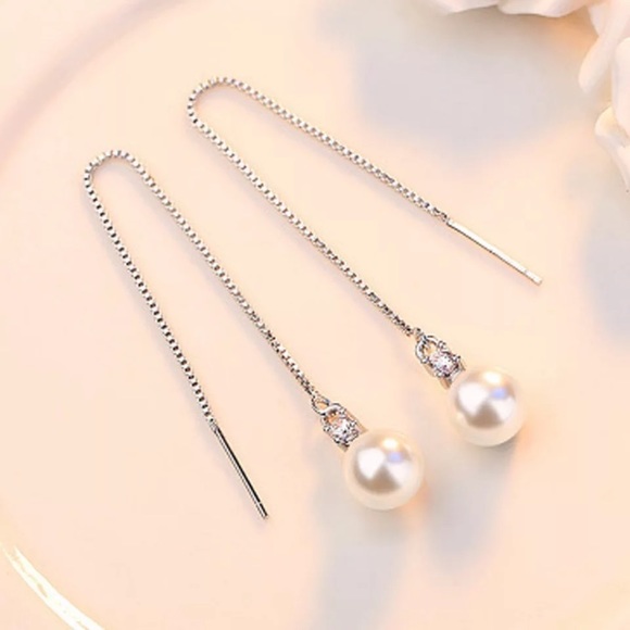 Jewelry - Faux Pearl Sterling Silver 925 Earrings